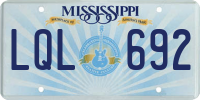 MS license plate LQL692
