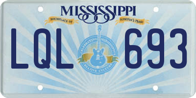 MS license plate LQL693
