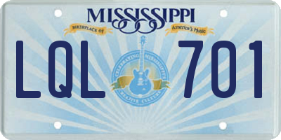 MS license plate LQL701