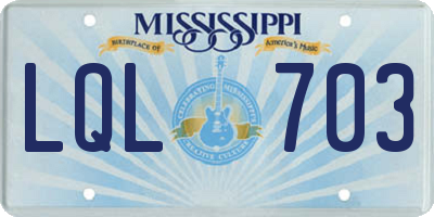MS license plate LQL703