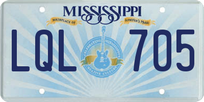 MS license plate LQL705