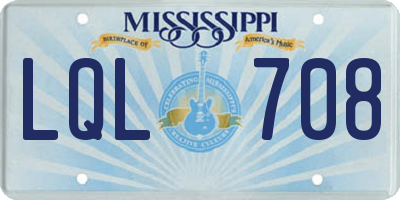 MS license plate LQL708
