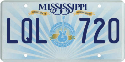 MS license plate LQL720