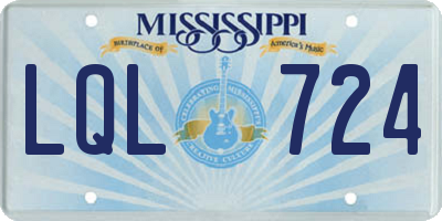 MS license plate LQL724