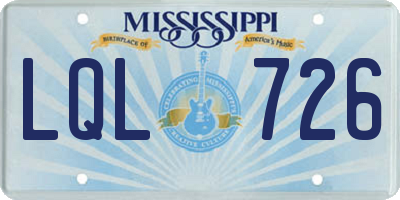 MS license plate LQL726
