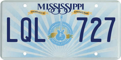 MS license plate LQL727