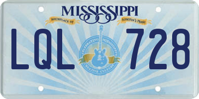 MS license plate LQL728