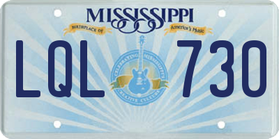 MS license plate LQL730