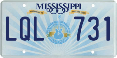 MS license plate LQL731