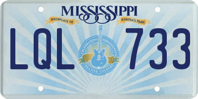 MS license plate LQL733