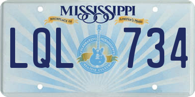 MS license plate LQL734