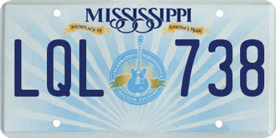 MS license plate LQL738