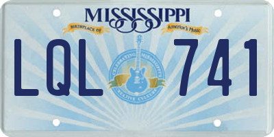 MS license plate LQL741