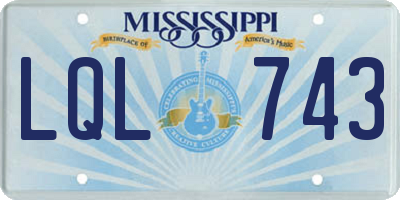 MS license plate LQL743