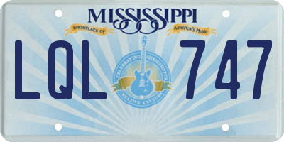 MS license plate LQL747