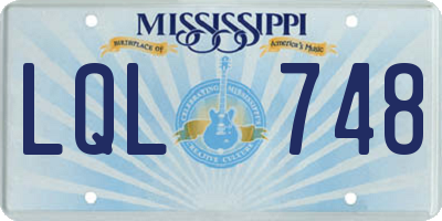MS license plate LQL748