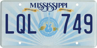 MS license plate LQL749