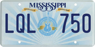 MS license plate LQL750