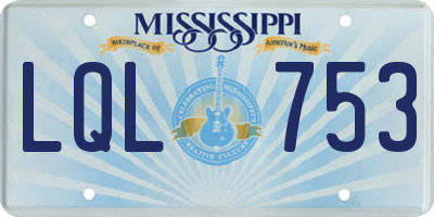 MS license plate LQL753