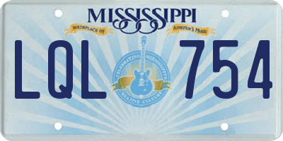 MS license plate LQL754