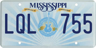 MS license plate LQL755