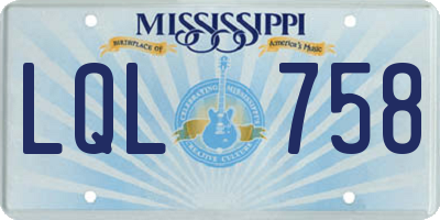MS license plate LQL758