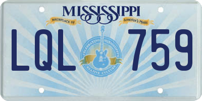 MS license plate LQL759
