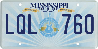 MS license plate LQL760