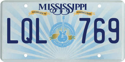 MS license plate LQL769