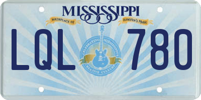 MS license plate LQL780
