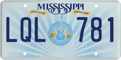 MS license plate LQL781