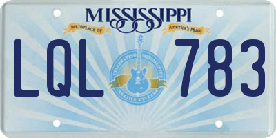 MS license plate LQL783