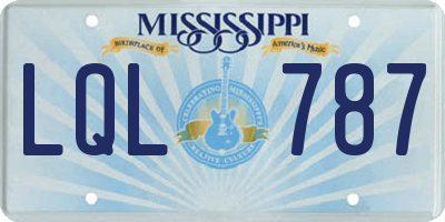MS license plate LQL787