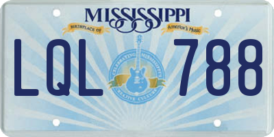 MS license plate LQL788