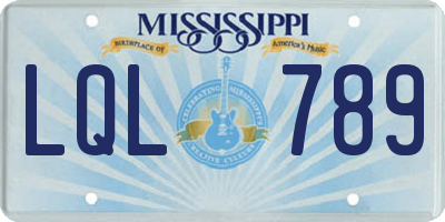 MS license plate LQL789