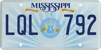 MS license plate LQL792
