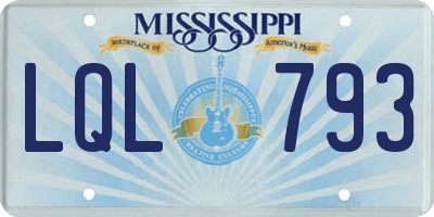 MS license plate LQL793
