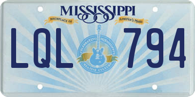 MS license plate LQL794