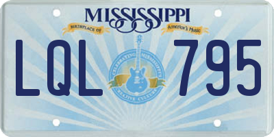 MS license plate LQL795