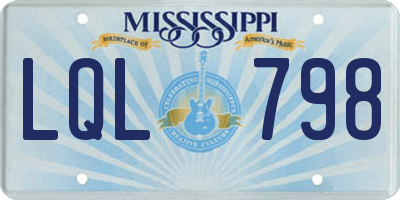 MS license plate LQL798