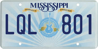 MS license plate LQL801