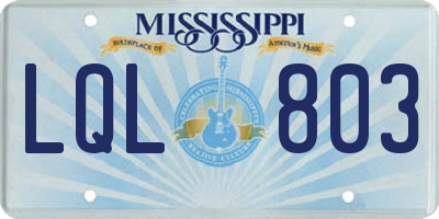 MS license plate LQL803