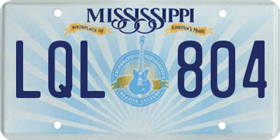 MS license plate LQL804