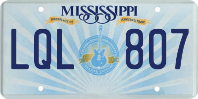 MS license plate LQL807