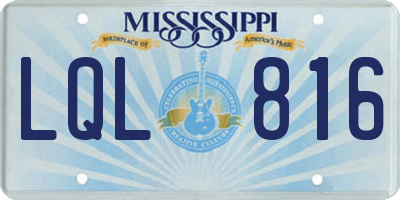 MS license plate LQL816