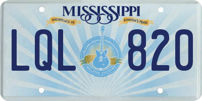 MS license plate LQL820