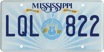 MS license plate LQL822