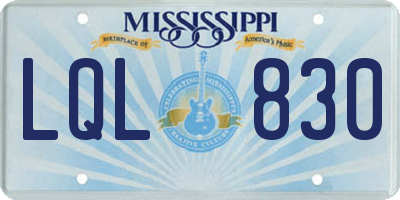 MS license plate LQL830