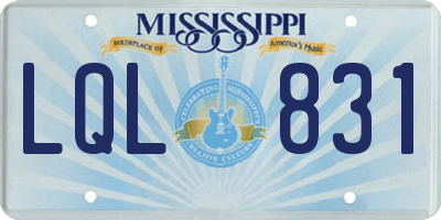 MS license plate LQL831