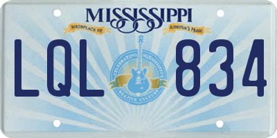 MS license plate LQL834